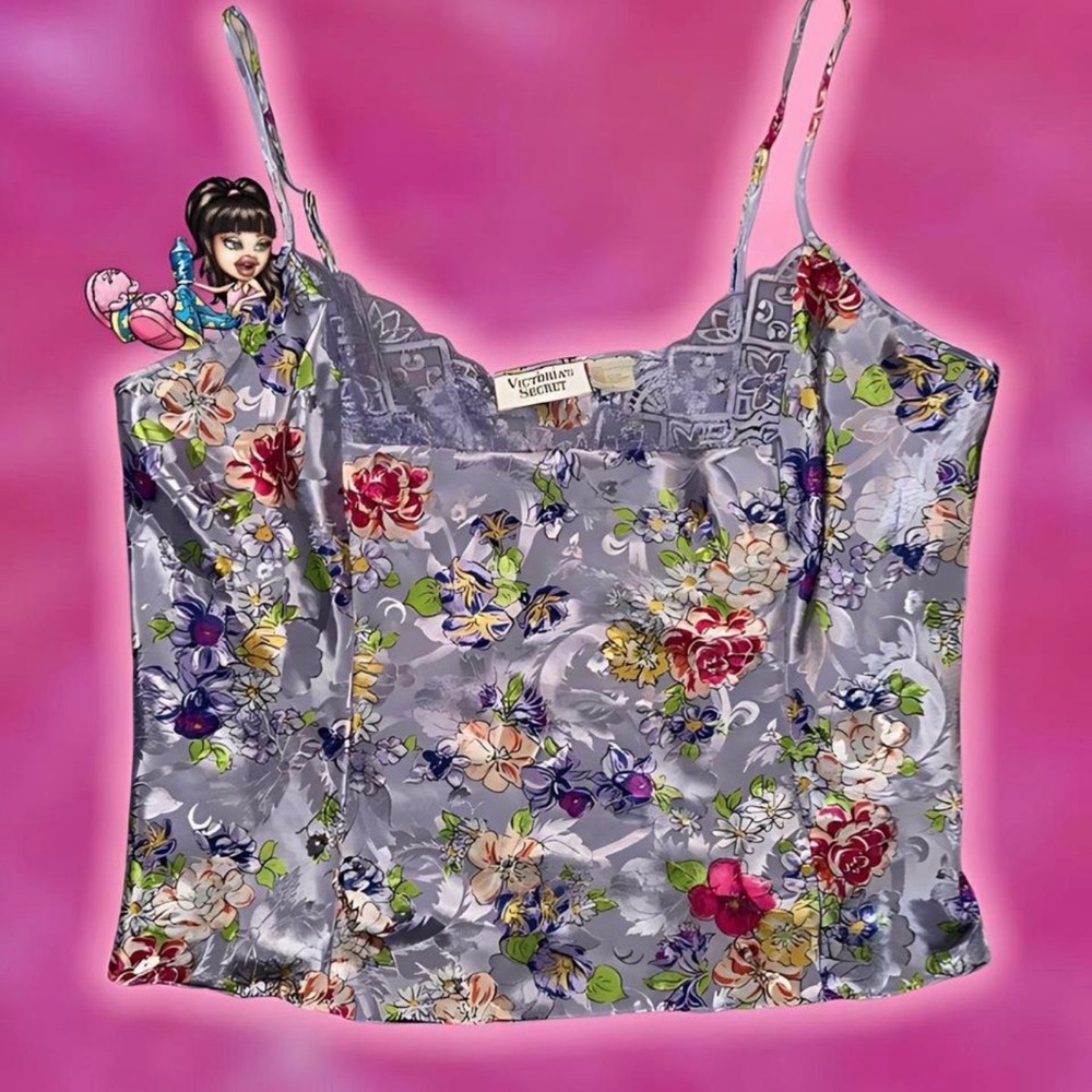 Victoria's Secret Lilac Floral Satin Cami Top